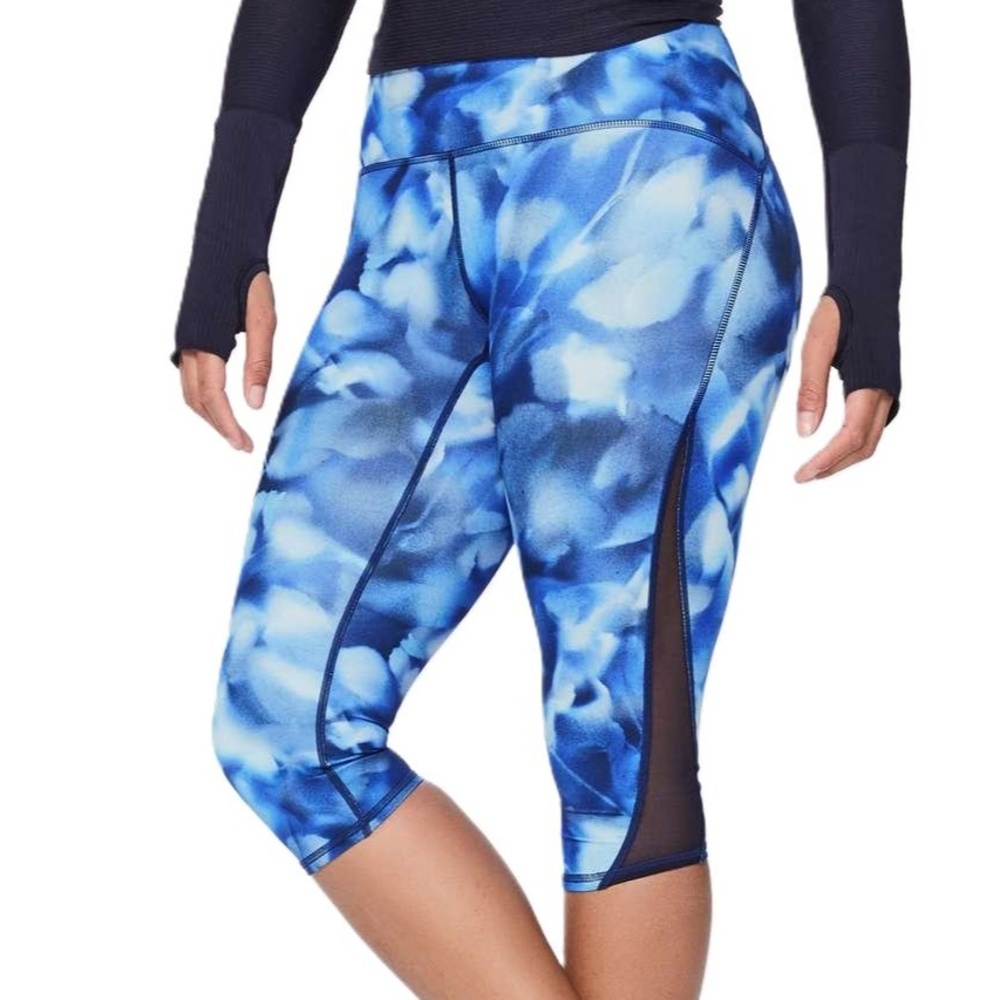 lululemon athletica Blue Marble Print Cropped Leggings